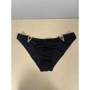 Victoria's Secret Black Shimmer V-Hardware Rhinestone Bikini Bottom Large